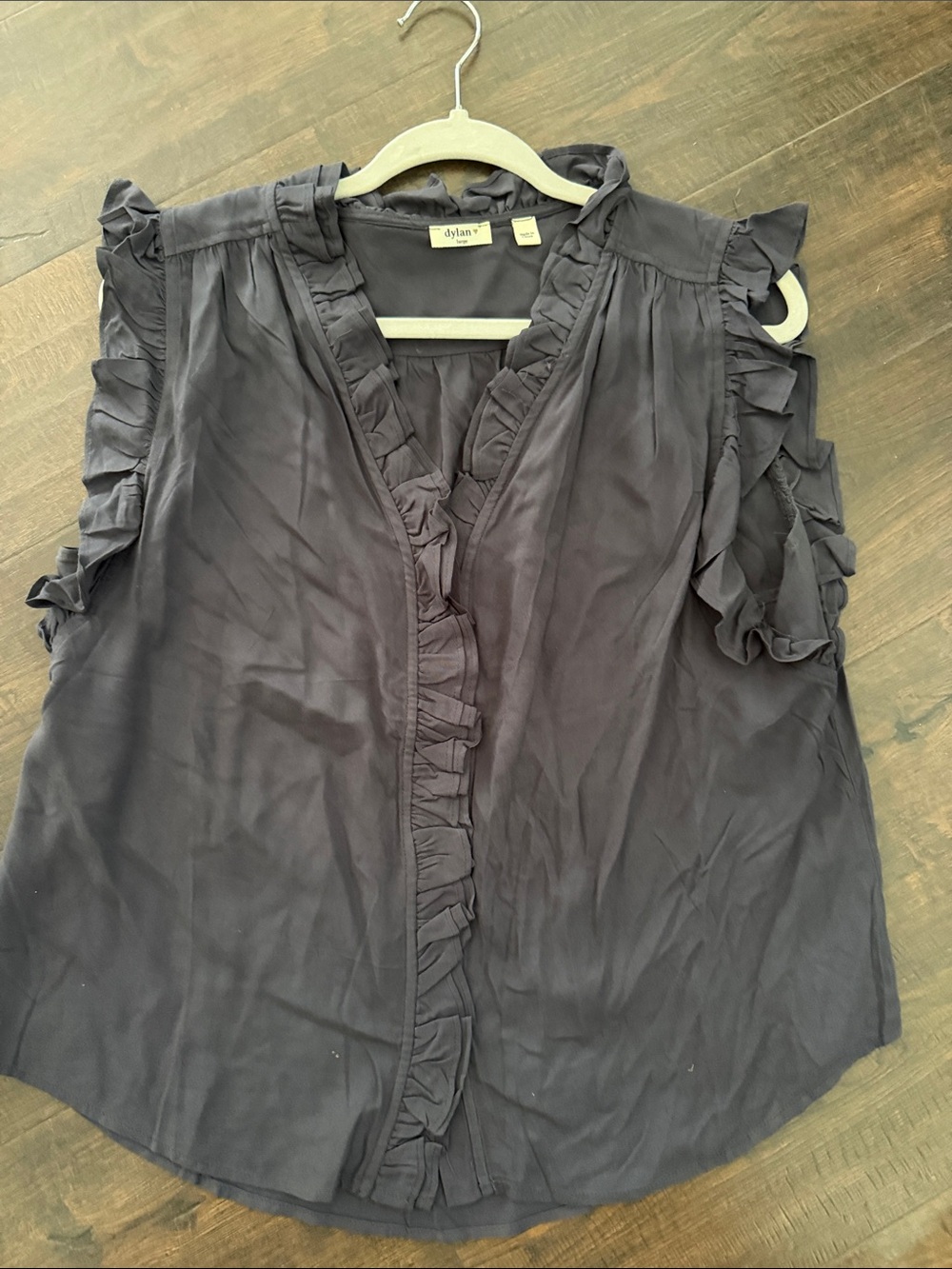 dylan Charcoal Ruffle V-Neck Sleeveless Camisole